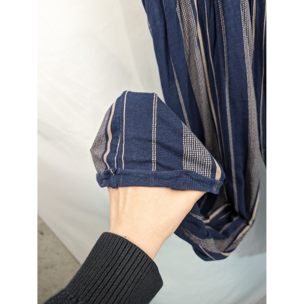 100% Organic Cotton Striped Tank Jumpsuit‎ Sz L Blue Granola Coastal Sustainable - Picture 6 of 10